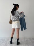 [Belt SET] Cotton A-line Mini Skirt