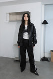 Vegan leather varsity jacket