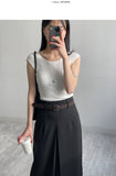 Ribbed Cap Sleeve Knit T-Shirt