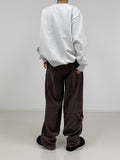 Banding corduroy long wide pants