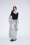 destroyed washing jeans