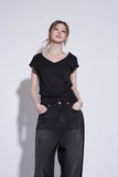 black washing wide jeans