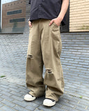 Damage Cotton Curved Pants