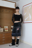 Picture dark midi skirt