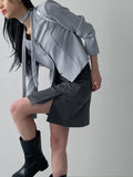 [Tie SET] Padded V-neck Pin Tuck Blouse