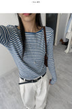 Punching Stripe Boat Neck T-Shirt
