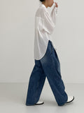 [unisex] Two tuck balloon wide denim pants