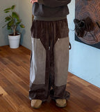Suede Double Knee Balloon Pants