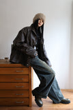 Fluffy fur shawl beanie