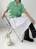 Nylon Pleated Midi Skirt