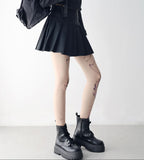 Sher pleated leather skirt