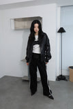 Vegan leather varsity jacket