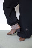 Linen leather western boots
