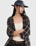 Bear Wrinkle Check Hood Shirt