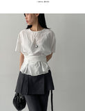 [Short Sleeve Ver] Diamond Frill Wrap Blouse