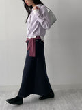 522 A-line denim long skirt