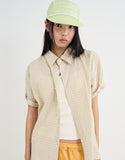 Pastel check cropped short-sleeve shirt