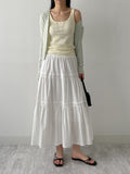 Two-button slit ribbed cardigan T-shirt