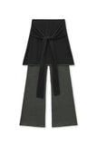 TWO-TONE LAYERED TIED SKIRT PANTS