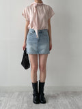 340 Curved Mini Denim Skirt