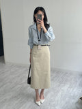 [Belt SET] Cotton H-line Long Skirt