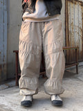 Wave shirring brushed padded pants