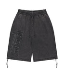 WASHED CUT OFF APPLIQUE SWEAT SHORTS