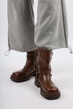 vegan middle buckle boots
