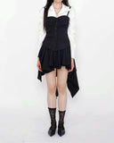 Queen's Shirring Bustier + Unbalanced Flare Skirt Set