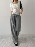Color Matching Banding Stripe Wide Slacks