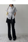 Paper Unbalanced Strap Short Sleeve Blouse