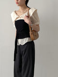 [Short Sleeve Version] Buttery Off-Shoulder Layered Blouse