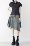 Reneck denim unbalance skirt