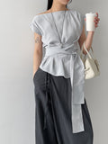 Hepburn Wrap Boat Neck Blouse