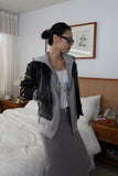 Kadi No Collar Leather Jacket