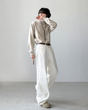 White Long Wide Pants