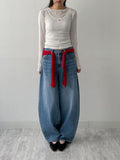 202 Back Pocket Balloon Fit Wide Denim Pants