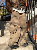 Peach Cotton Brushed Cargo Banding Pants