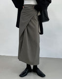 Silky Twist Wrap Long Skirt