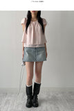 Tin Blue A-Line Mini Denim Skirt