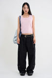 Silk button sleeveless knit top