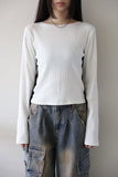 Ribbed side eyelet tee