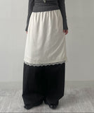 Lace Satin Midi Skirt