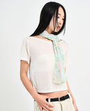 Tencel boatneck crop t-shirt