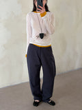 One-shoulder Tencel see-through T-shirt