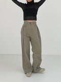 Reverse Pintuck Cotton Wide Pants