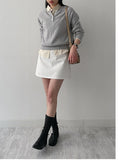 [Belt SET] Cotton A-line Mini Skirt