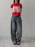 Stone cat brush wide denim pants