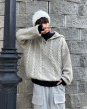 Noel Knit Hoodie Half Zip Up