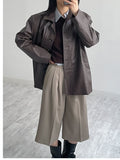 Flat Single Overfit Leather Jacket